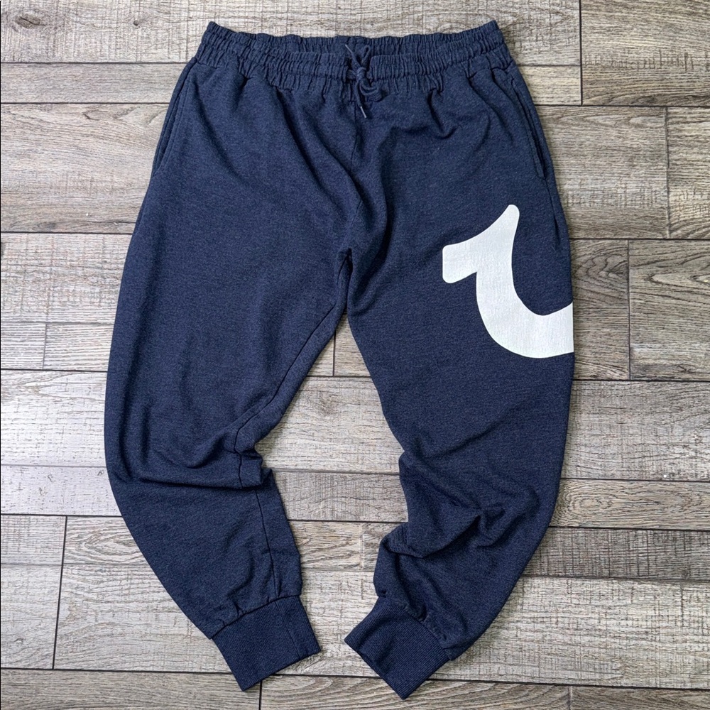 True Religion Navy Joggers with White Logo
